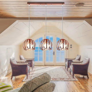 ZOWALA - Modern Living Room Copper Wire Cage Dome Pendant Light Image - 8