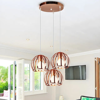 ZOWALA - Modern Living Room Copper Wire Cage Dome Pendant Light Image - 9