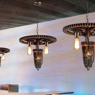 ZOWALA - Industrial Copper Metal Gear Chain Chandelier Image - 1