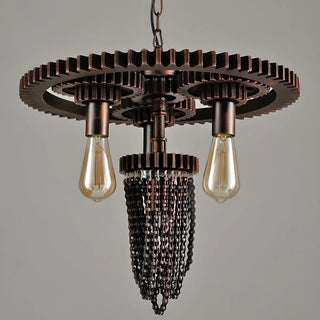 ZOWALA - Industrial Copper Metal Gear Chain Chandelier Image - 10