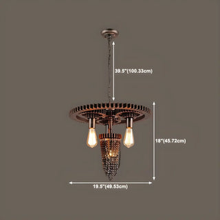 ZOWALA - Industrial Copper Metal Gear Chain Chandelier #size