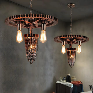 ZOWALA - Industrial Copper Metal Gear Chain Chandelier Image - 2
