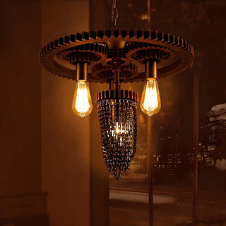 ZOWALA - Industrial Copper Metal Gear Chain Chandelier Image - 3