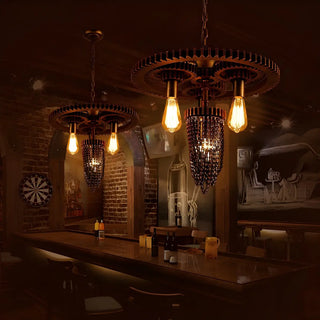 ZOWALA - Industrial Copper Metal Gear Chain Chandelier Image - 4