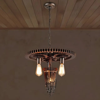 ZOWALA - Industrial Copper Metal Gear Chain Chandelier Image - 6