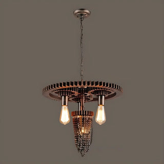 ZOWALA - Industrial Copper Metal Gear Chain Chandelier Image - 7
