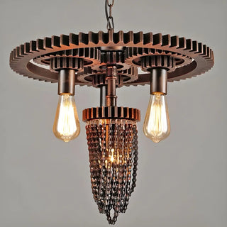 ZOWALA - Industrial Copper Metal Gear Chain Chandelier Image - 8