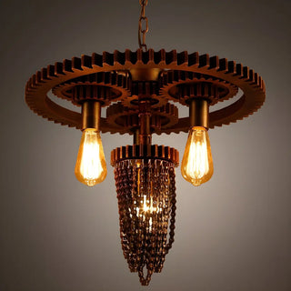 ZOWALA - Industrial Copper Metal Gear Chain Chandelier Image - 9