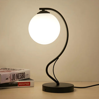 Modern Spherical Shade Black Curved LED Desk Lamp Zawala Image - 1
