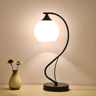 Modern Spherical Shade Black Curved LED Desk Lamp Zawala Image - 2