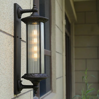 Vintage Industrial Cylindrical Glass External Wall Light Zawala Image - 10