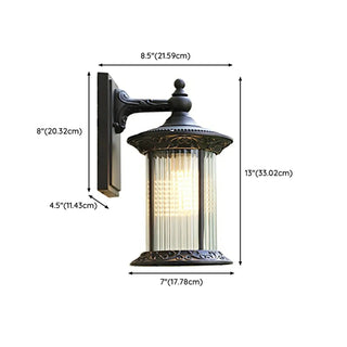 Vintage Industrial Cylindrical Glass External Wall Light Zawala #size