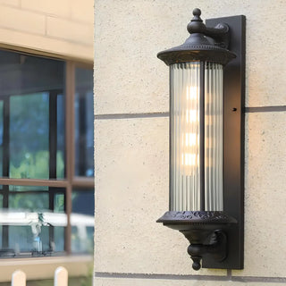 Vintage Industrial Cylindrical Glass External Wall Light Zawala Image - 2