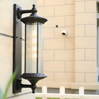 Vintage Industrial Cylindrical Glass External Wall Light Zawala Image - 5