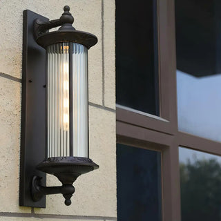 Vintage Industrial Cylindrical Glass External Wall Light Zawala Image - 9