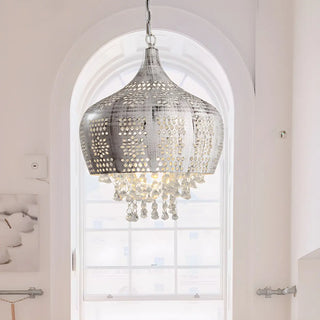 Vintage Moroccan Crystal Deco Dome Dining Room Pendant Light Zawala Image - 1