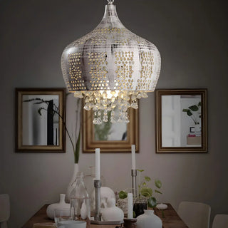 Vintage Moroccan Crystal Deco Dome Dining Room Pendant Light Zawala Image - 2