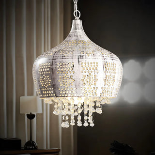 Vintage Moroccan Crystal Deco Dome Dining Room Pendant Light Zawala Image - 3