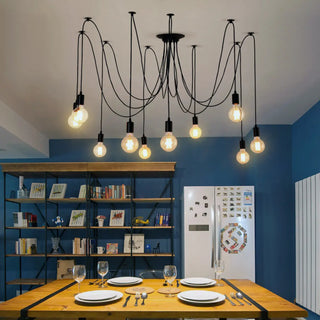 ZOWALA - Industrial Exposed Black 10-Bulb Ceiling Light