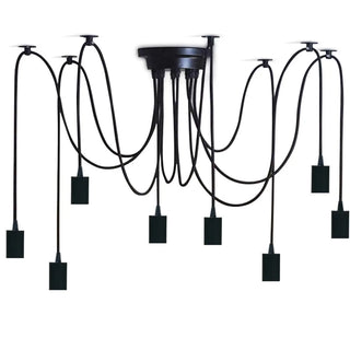 ZOWALA - Industrial Exposed Black 10-Bulb Ceiling Light