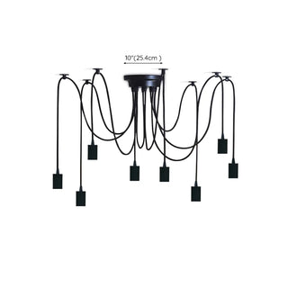 ZOWALA - Industrial Exposed Black 10-Bulb Ceiling Light