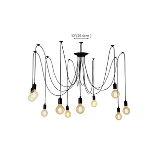 ZOWALA - Industrial Exposed Black 10-Bulb Ceiling Light