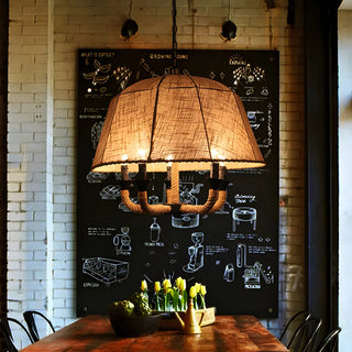 ZOWALA - Dome Fabric Candle Rope Dining Farmhouse Chandelier Image - 1