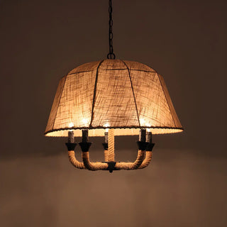 ZOWALA - Dome Fabric Candle Rope Dining Farmhouse Chandelier Image - 2