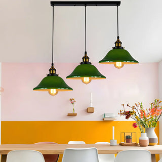 ZOWALA - Industrial Flared Green Cone Round Dining Room Pendant Light Image - 1