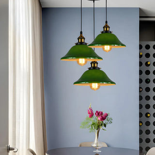 ZOWALA - Industrial Flared Green Cone Round Dining Room Pendant Light Image - 2