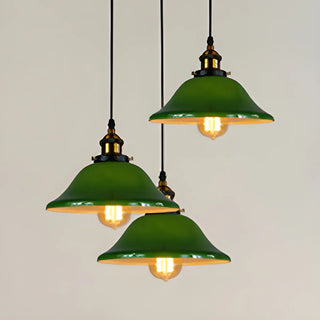 ZOWALA - Industrial Flared Green Cone Round Dining Room Pendant Light Image - 3