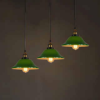 ZOWALA - Industrial Flared Green Cone Round Dining Room Pendant Light Image - 4