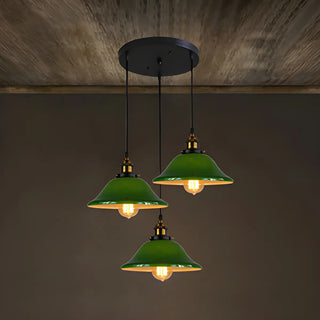 ZOWALA - Industrial Flared Green Cone Round Dining Room Pendant Light Image - 5