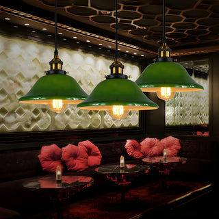 ZOWALA - Industrial Flared Green Cone Round Dining Room Pendant Light Image - 6