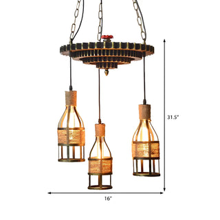 Metal Gear Rope Bottle 3-Light Small Chain Chandelier #size