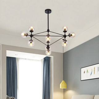 ZOWALA - Geometric Black Iron Glass Ball Living Room Chandelier Image - 17