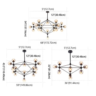 ZOWALA - Geometric Black Iron Glass Ball Living Room Chandelier #size