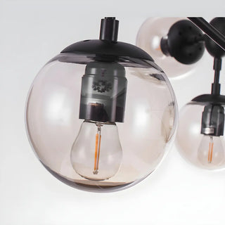 ZOWALA - Geometric Black Iron Glass Ball Living Room Chandelier Image - 7