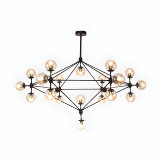 ZOWALA - Geometric Black Iron Glass Ball Living Room Chandelier Image - 8