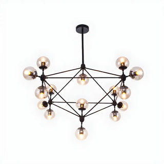 ZOWALA - Geometric Black Iron Glass Ball Living Room Chandelier Image - 5