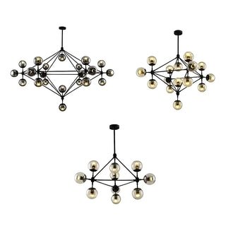 ZOWALA - Geometric Black Iron Glass Ball Living Room Chandelier Image - 10