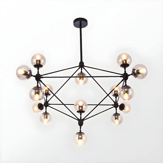 ZOWALA - Geometric Black Iron Glass Ball Living Room Chandelier Image - 13