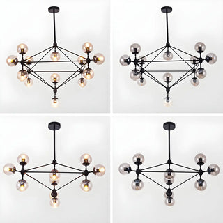 ZOWALA - Geometric Black Iron Glass Ball Living Room Chandelier Image - 14