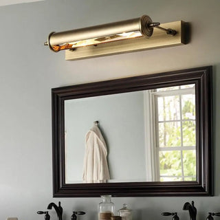 Industrial Brass Cylinder LED Bathroom Vanity Light Zawala Image - 4