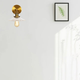Vintage Gold Geometric Ribbed Wall Light Fixtures Zawala Image - 3
