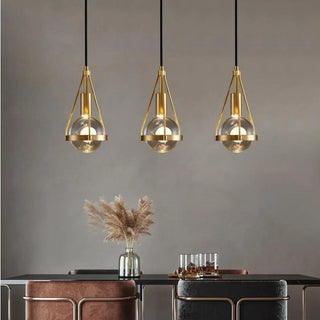 ZOWALA - Industrial Bedroom Gold Clear Crystal Globe Pendant Light Image - 1
