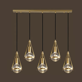 ZOWALA - Industrial Bedroom Gold Clear Crystal Globe Pendant Light Image - 11