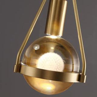 ZOWALA - Industrial Bedroom Gold Clear Crystal Globe Pendant Light Image - 12