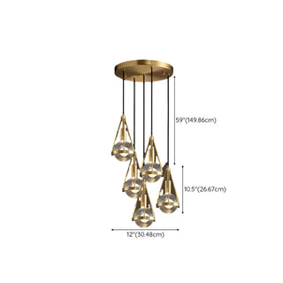 ZOWALA - Industrial Bedroom Gold Clear Crystal Globe Pendant Light Image - 16