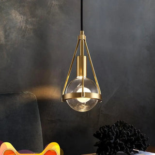 ZOWALA - Industrial Bedroom Gold Clear Crystal Globe Pendant Light Image - 2